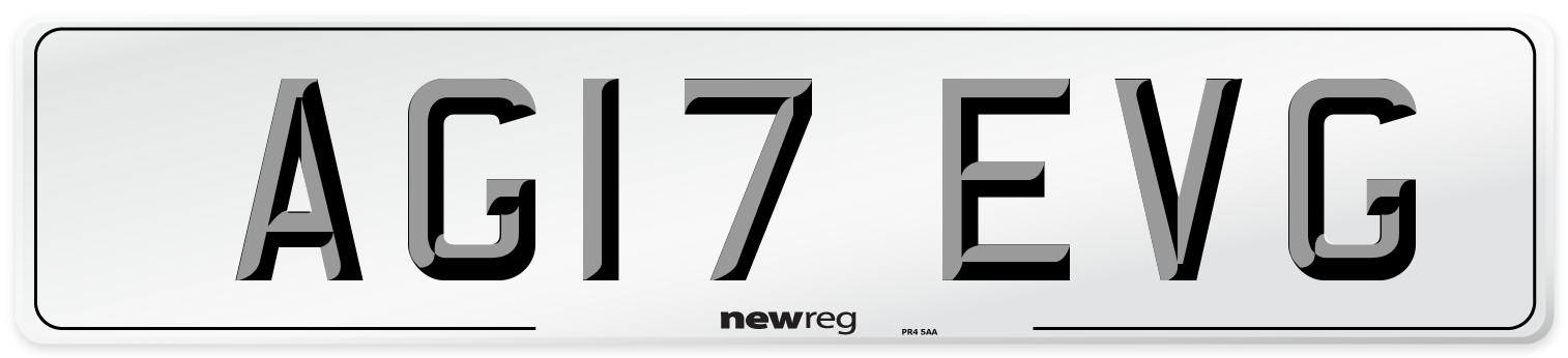 AG17 EVG Number Plate from New Reg